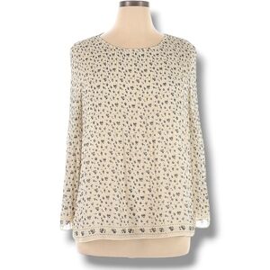 Max Studio Cream Ditsy Floral Blouse Womens Size XL Lightweight Bell Sleeve